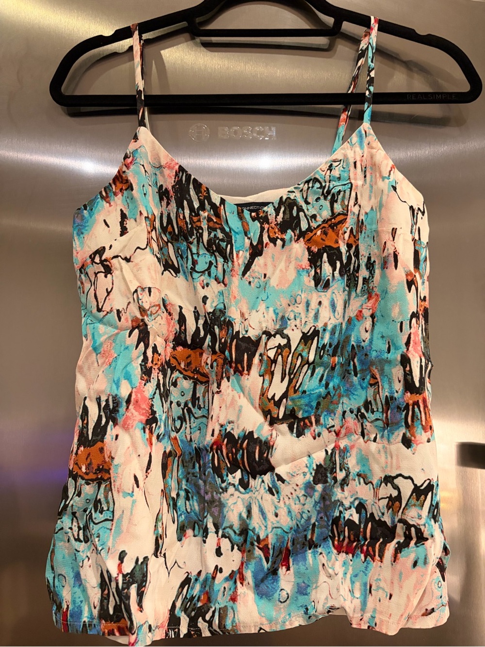 Women's Abstract Print Spaghetti Strap Cami - Multi Blue